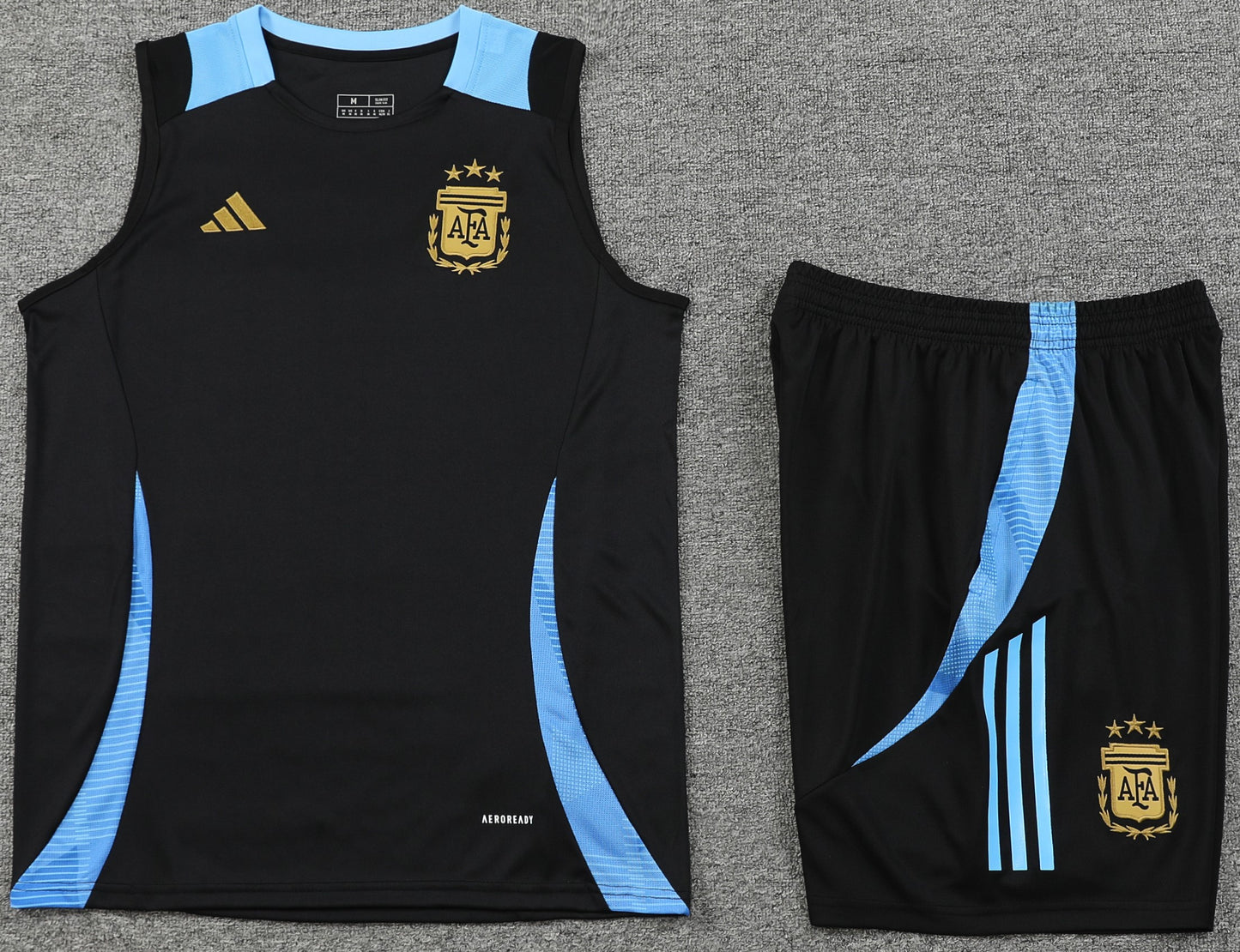 ARGENTINA 2024 black training tank top sleeveless jersey shorts set camiseta sin manga conjunto de entrenamiento