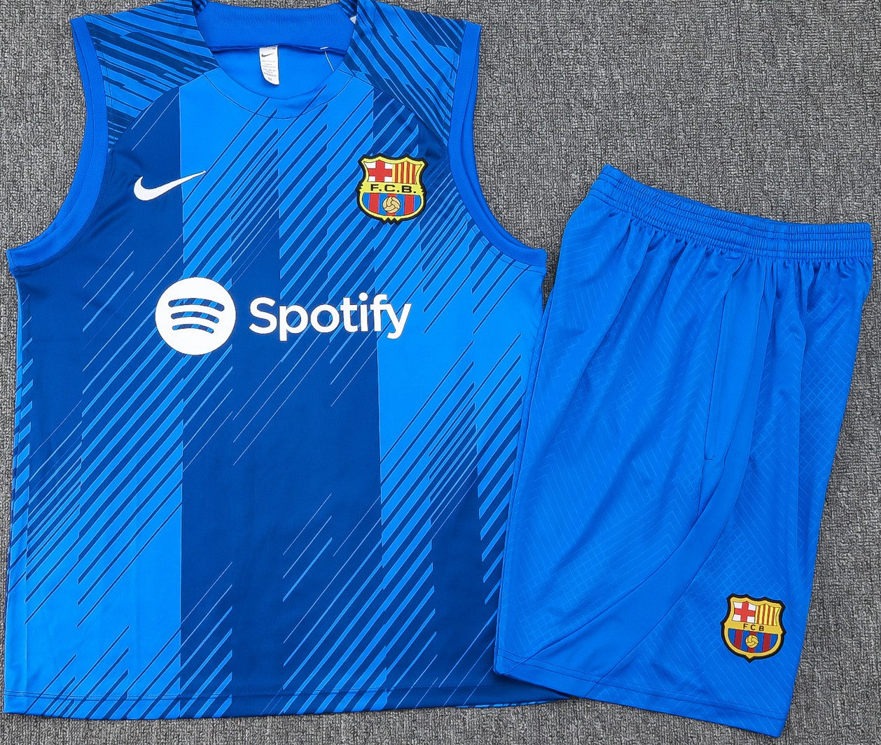 FC BARCELONA blue training tank top sleeveless jersey set conjunto camiseta de entrenamiento sin manga