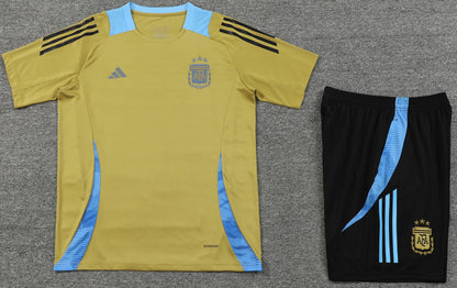 ARGENTINA 2024 black gold training jersey shorts set camiseta remera conjunto de entrenamiento