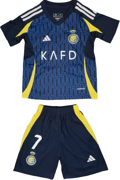 AL NASSR 24/25 away kids jersey shorts set camiseta remera playera conjunto de niño suplente Ronaldo 7