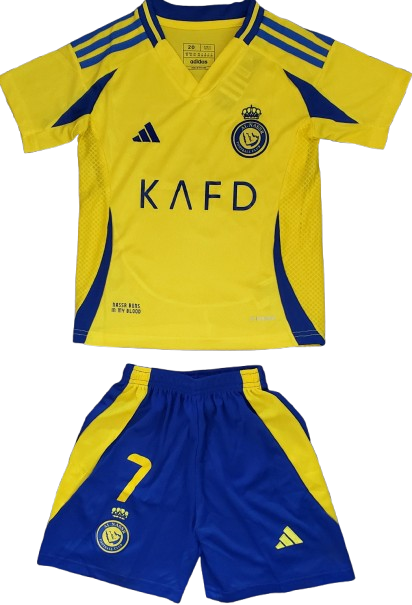 AL NASSR 24/25 home kids jersey shorts set camiseta remera playera conjunto de niño titular Ronaldo 7