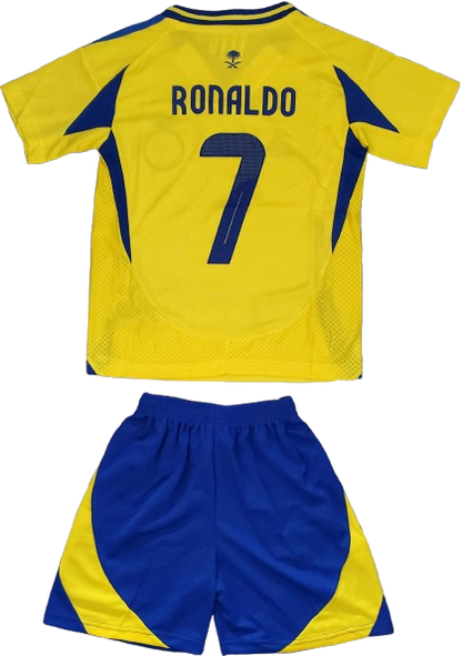 AL NASSR 24/25 home kids jersey shorts set camiseta remera playera conjunto de niño titular Ronaldo 7