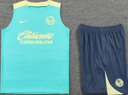 CLUB AMERICA 24/25 green training tank top sleeveless jersey set camiseta playera sin manga conjunto de entrenamiento