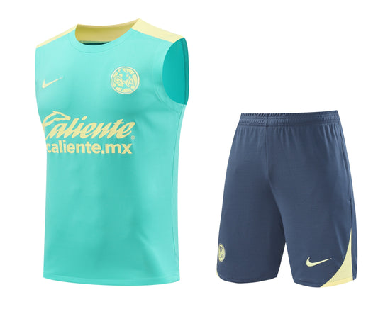 CLUB AMERICA 24/25 green training tank top sleeveless jersey set camiseta playera sin manga conjunto de entrenamiento