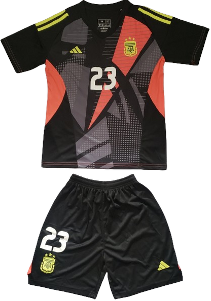 ARGENTINA 2024 black goalkeeper's kids jersey shorts set camiseta de arquero remera conjunto de niño Dibu Martinez 23