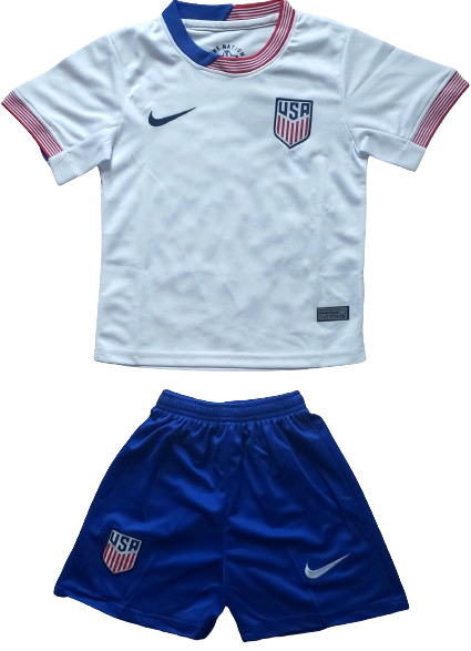 USA 2024 kids soccer home jersey set shorts camiseta playera conjunto de niño local