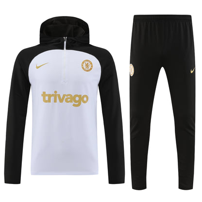 CHELSEA black white training sweatshirt hoodie tracksuit set campera sudadera con capucha