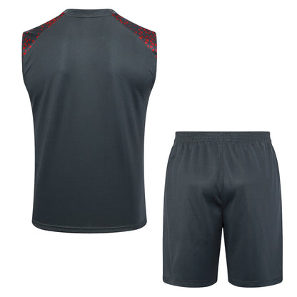 MANCHESTER CITY gray red training tank top sleeveless jersey set conjunto camiseta de entrenamiento sin manga