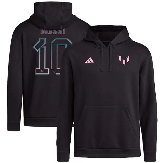 INTER MIAMI black training hoodie jacket winter coat sudadera campera invernal con capucha negra MESSI 10