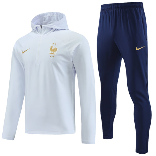 FRANCE Francia white navy blue training sweatshirt hoodie tracksuit set campera sudadera con capucha