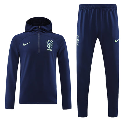 BRAZIL Brasil navy blue training sweatshirt hoodie tracksuit set campera sudadera con capucha