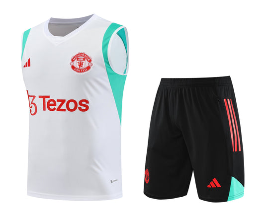 MANCHESTER UNITED black white training tank top sleeveless jersey set conjunto camiseta de entrenamiento sin manga