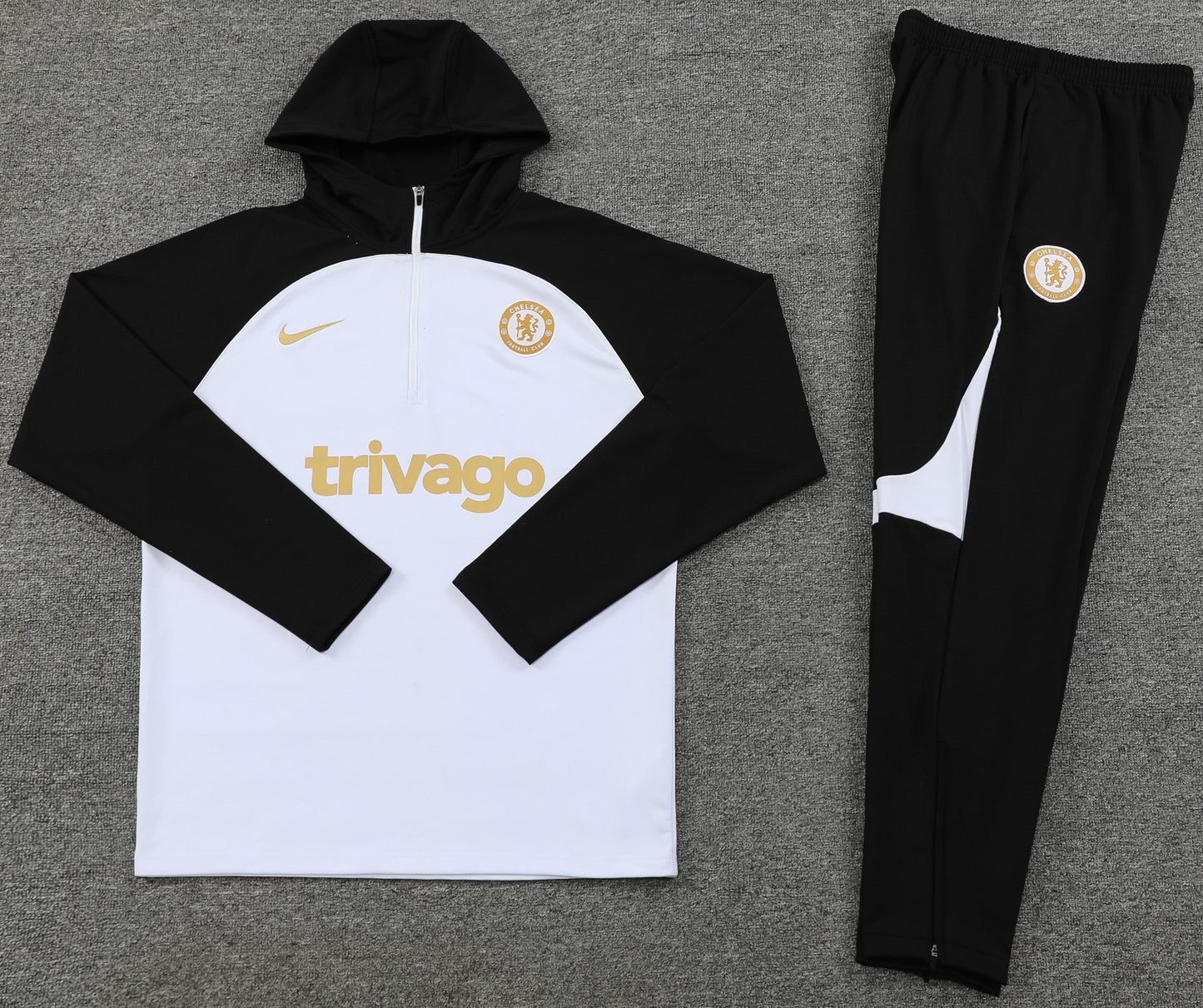 CHELSEA black white training sweatshirt hoodie tracksuit set campera sudadera con capucha