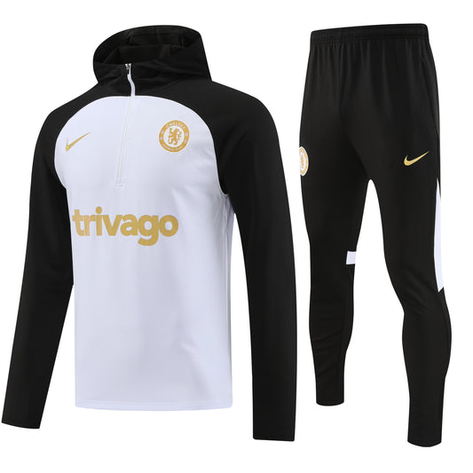 CHELSEA black white training sweatshirt hoodie tracksuit set campera sudadera con capucha