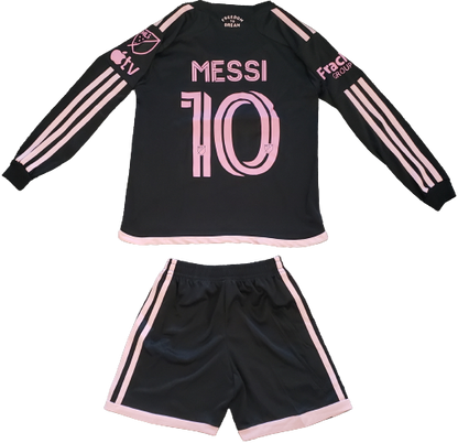 INTER MIAMI away long sleeve kids jersey set shorts camiseta playera remera conjunto de niño manga larga visitante MESSI 10