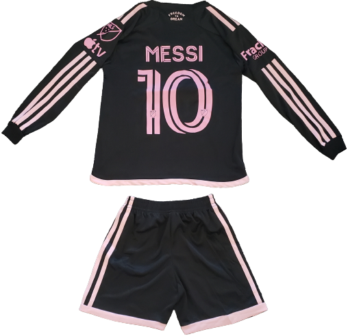 INTER MIAMI away long sleeve kids jersey set shorts camiseta playera remera conjunto de niño manga larga visitante MESSI 10