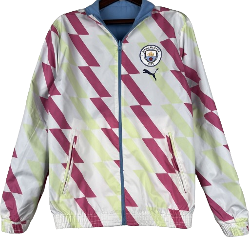 MANCHESTER CITY light blue reversible windbreaker winter coat training jacket chaqueta cortavientos