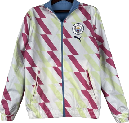 MANCHESTER CITY light blue reversible windbreaker winter coat training jacket chaqueta cortavientos