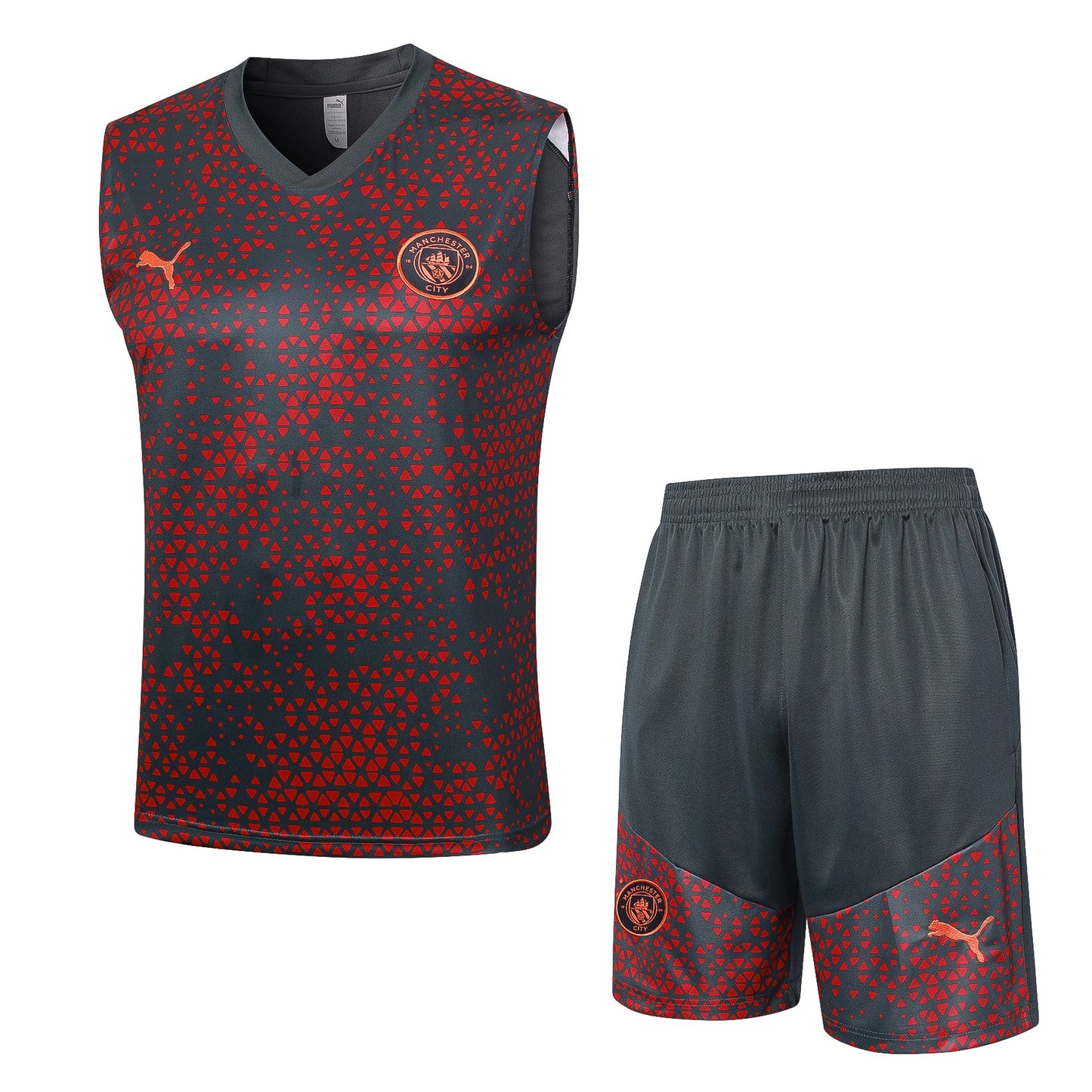 MANCHESTER CITY gray red training tank top sleeveless jersey set conjunto camiseta de entrenamiento sin manga