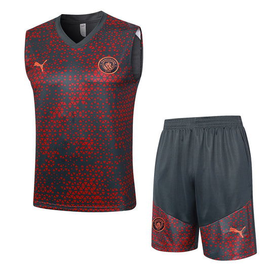 MANCHESTER CITY gray red training tank top sleeveless jersey set conjunto camiseta de entrenamiento sin manga