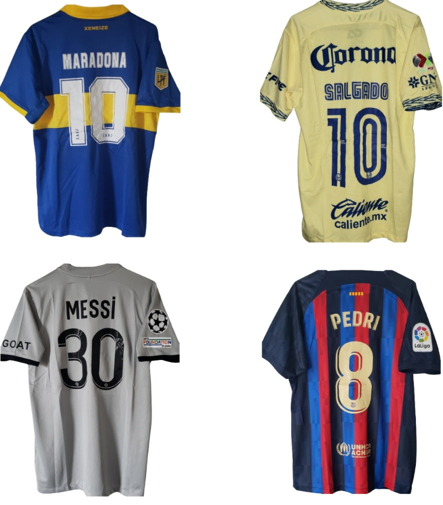 Customized men's soccer jersey with player name number patches camiseta remera playera personalizada con nombre numero parches