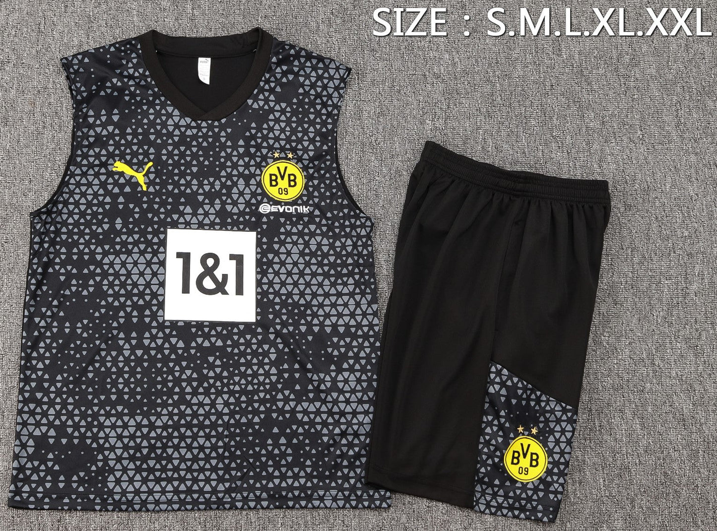 BORUSSIA DORTMUND 23/24 black training tank top sleeveless jersey shorts set camiseta sin manga conjunto de entrenamiento