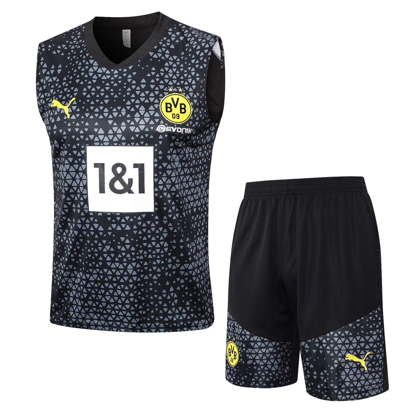 BORUSSIA DORTMUND 23/24 black training tank top sleeveless jersey shorts set camiseta sin manga conjunto de entrenamiento