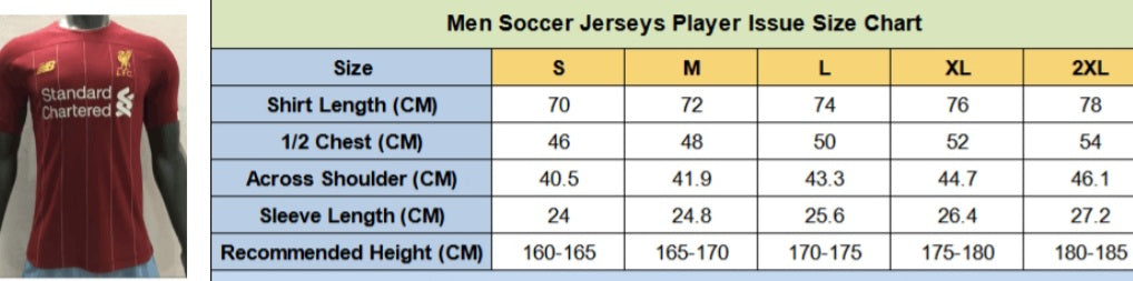 PLAYERSIZECHART